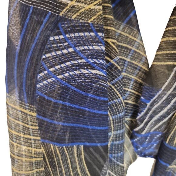 Blue and Cream Oversized Abstract Print Scarf - Picture 5 of 6